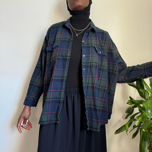 Oversized Old Navy "Boyfriend" Flannel – Dark Plaid size XXL - Picture 4 of 7